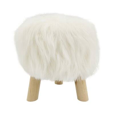 Beige Faux Fur Accent Stool B6729