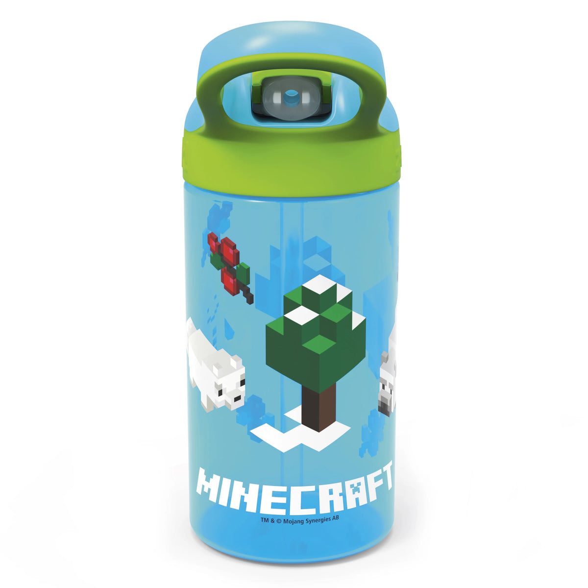 16oz Plastic Water Bottle with Straw and Carrying Loop P8340