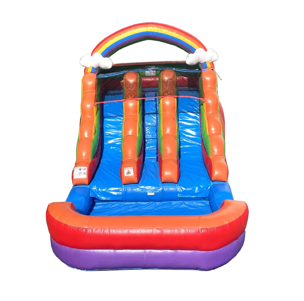 Rainbow Cloud Inflatable Double Water Slide with Blower, 13 Ft Z594024
