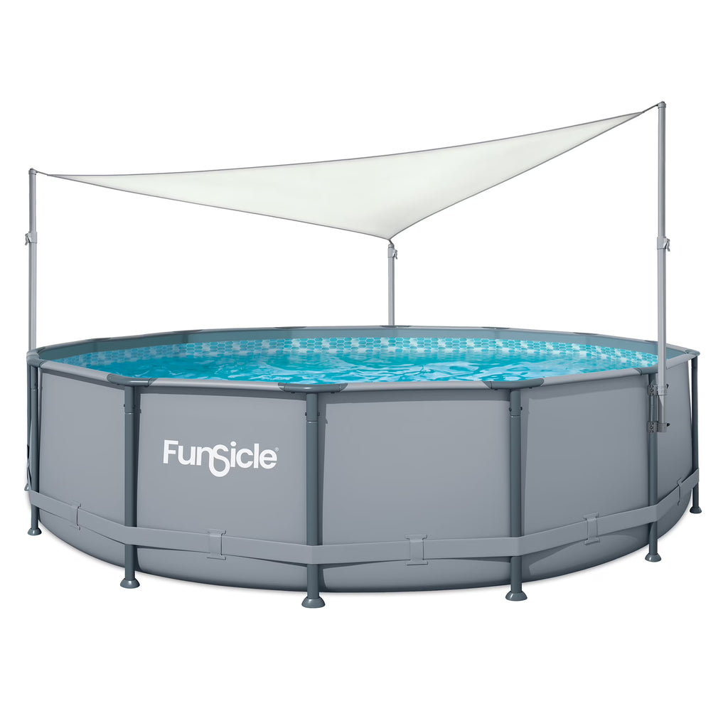 White Triangular Above Ground Swimming Pool Canopy B327