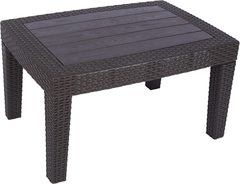 Brown Rectangular Faux Wicker Coffee Table with Plastic Legs K557902