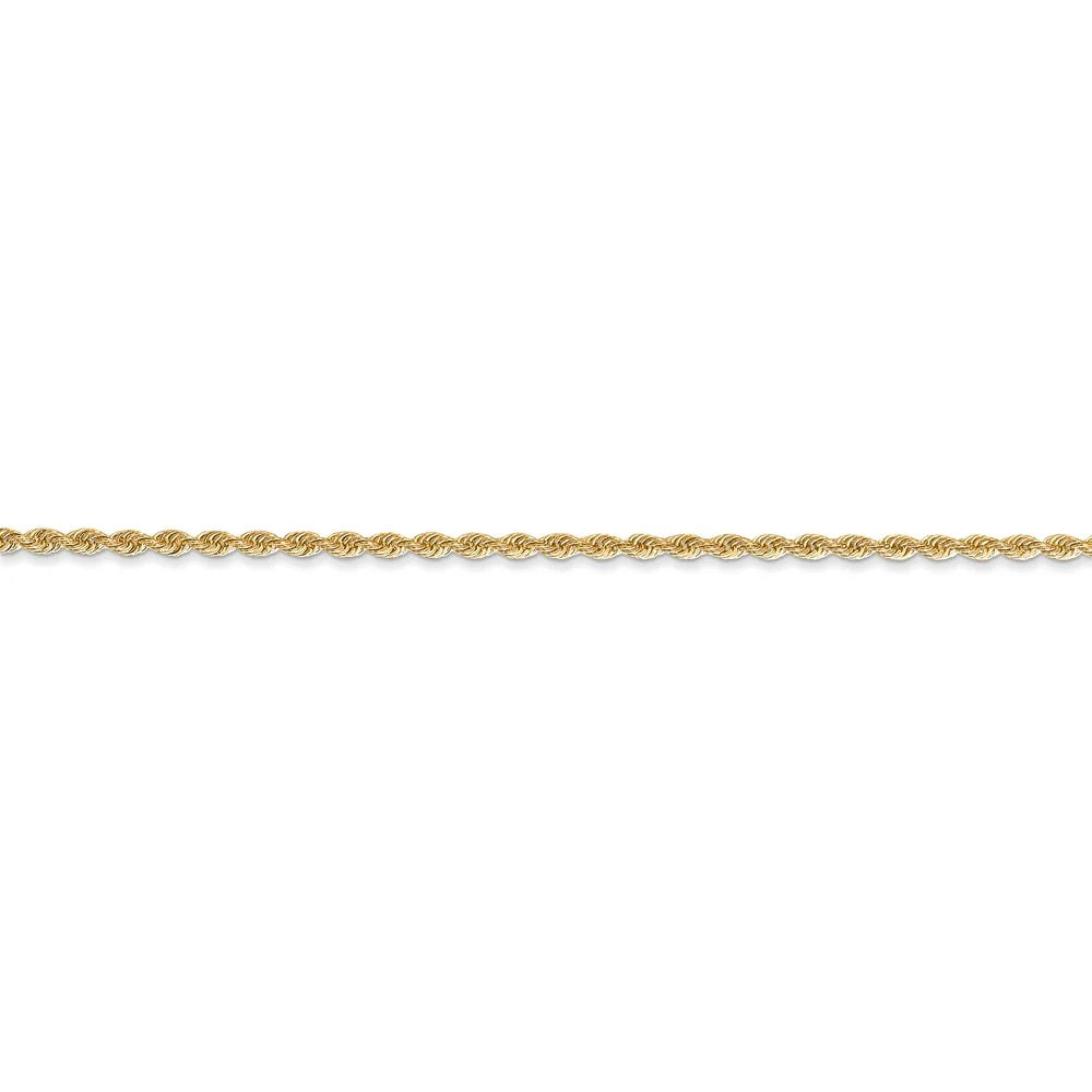 14kt Yellow Gold 1.6mm Solid Rope Chain 22 inch Lobster Clasp O47960