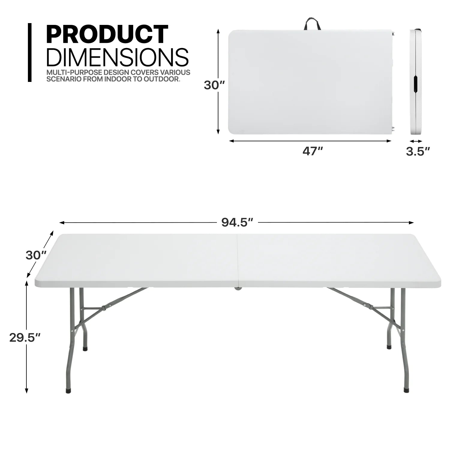 11 Pieces 8 Ft White Heavy Duty Utility Table and 10 Red Chair Set Folding Round Table with Handle P542