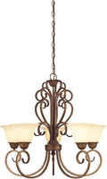 Five-Light Interior Chandelier, Ebony Gold Finish with Burnt Scavo Glass Y70025