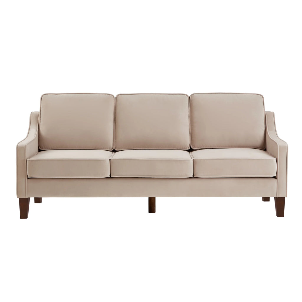 Taupe Velvet 3 Piece 3-Seat Sofa with Removable Cushions D759104