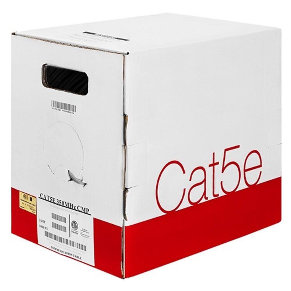 Plenum Cat5e Bulk Cable UTP 24AWG Bare Copper 1000ft Solid Gray C2912