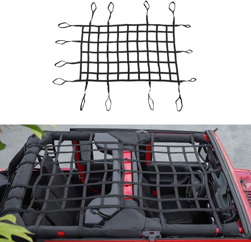 Mesh Cargo Top Net for Jeep Wrangler JK JKU 4 Door Black D3477