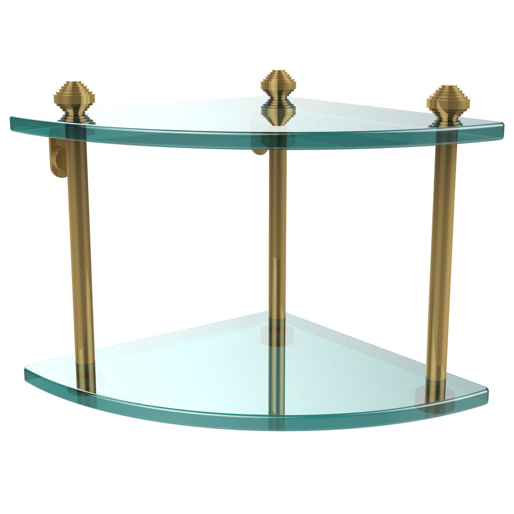 Two Tier Corner Glass Shelf - Brushed Bronze K9314