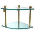 Two Tier Corner Glass Shelf - Brushed Bronze K9314