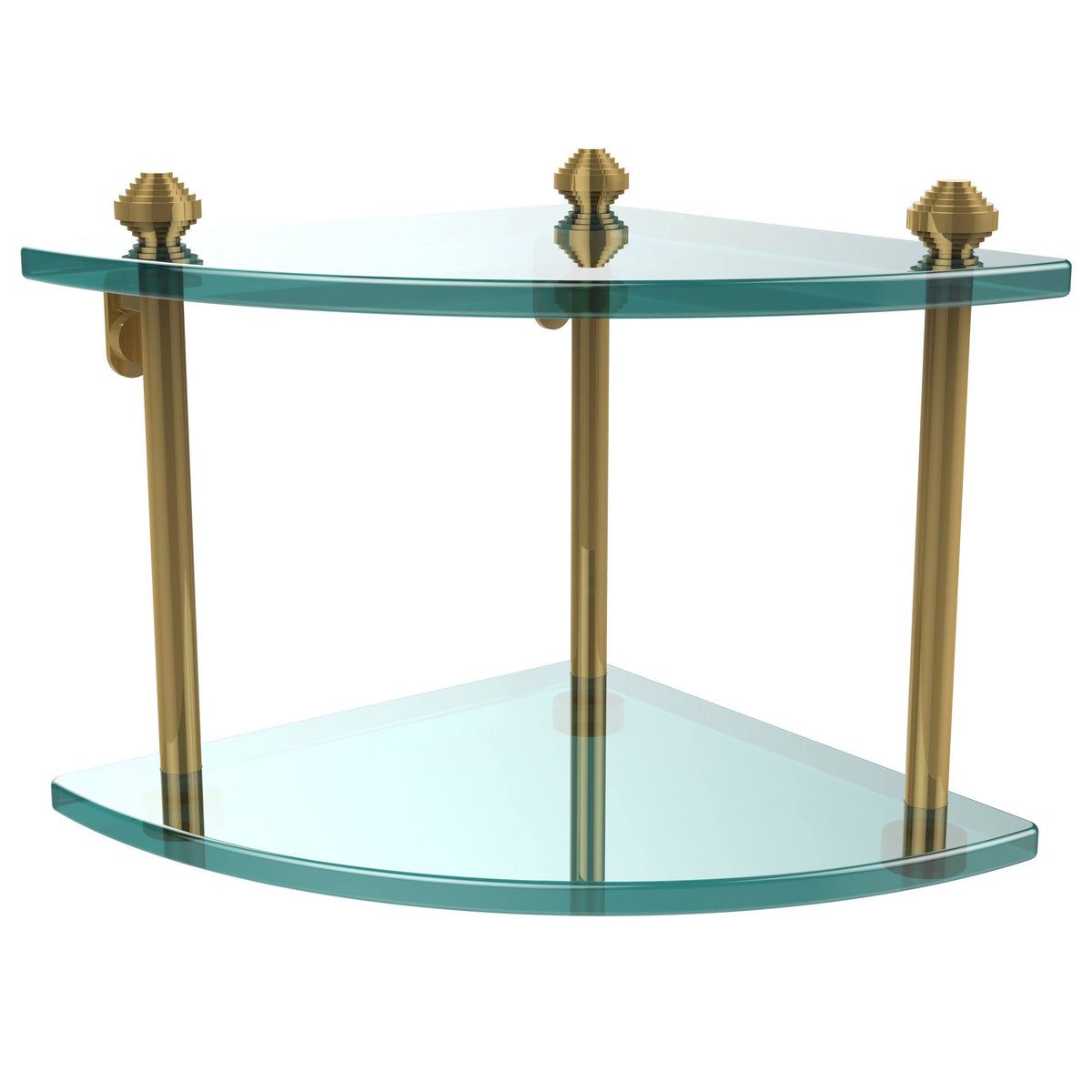 Two Tier Corner Glass Shelf - Brushed Bronze K9314