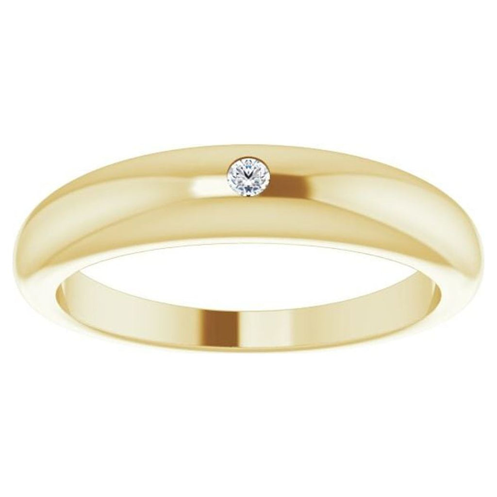 14k Yellow Gold Round 2mm Polished .03 Carat Diamond Petite Dome Ring Size 7 T992