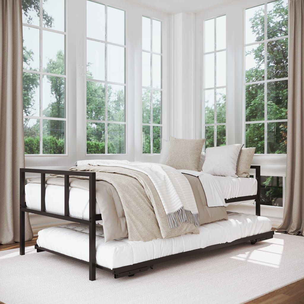 Black Metal Twin Daybed with Trundle D101905