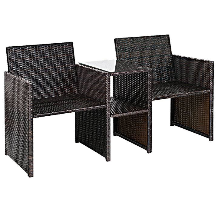 Rattan Loveseat Patio Conversational Set D834