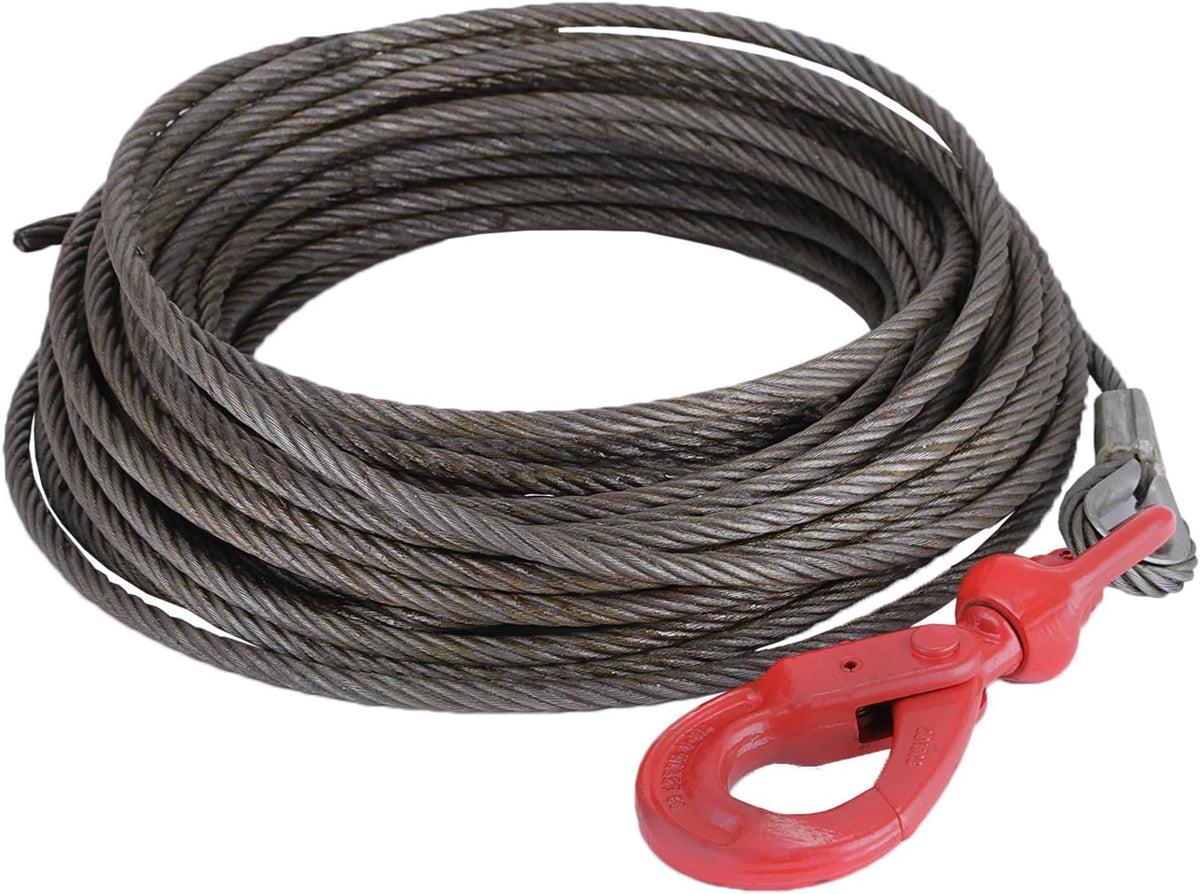 3/8" x 50' Wire Rope Winch Cable with Swivel Hook, Pack of 2 Z611451