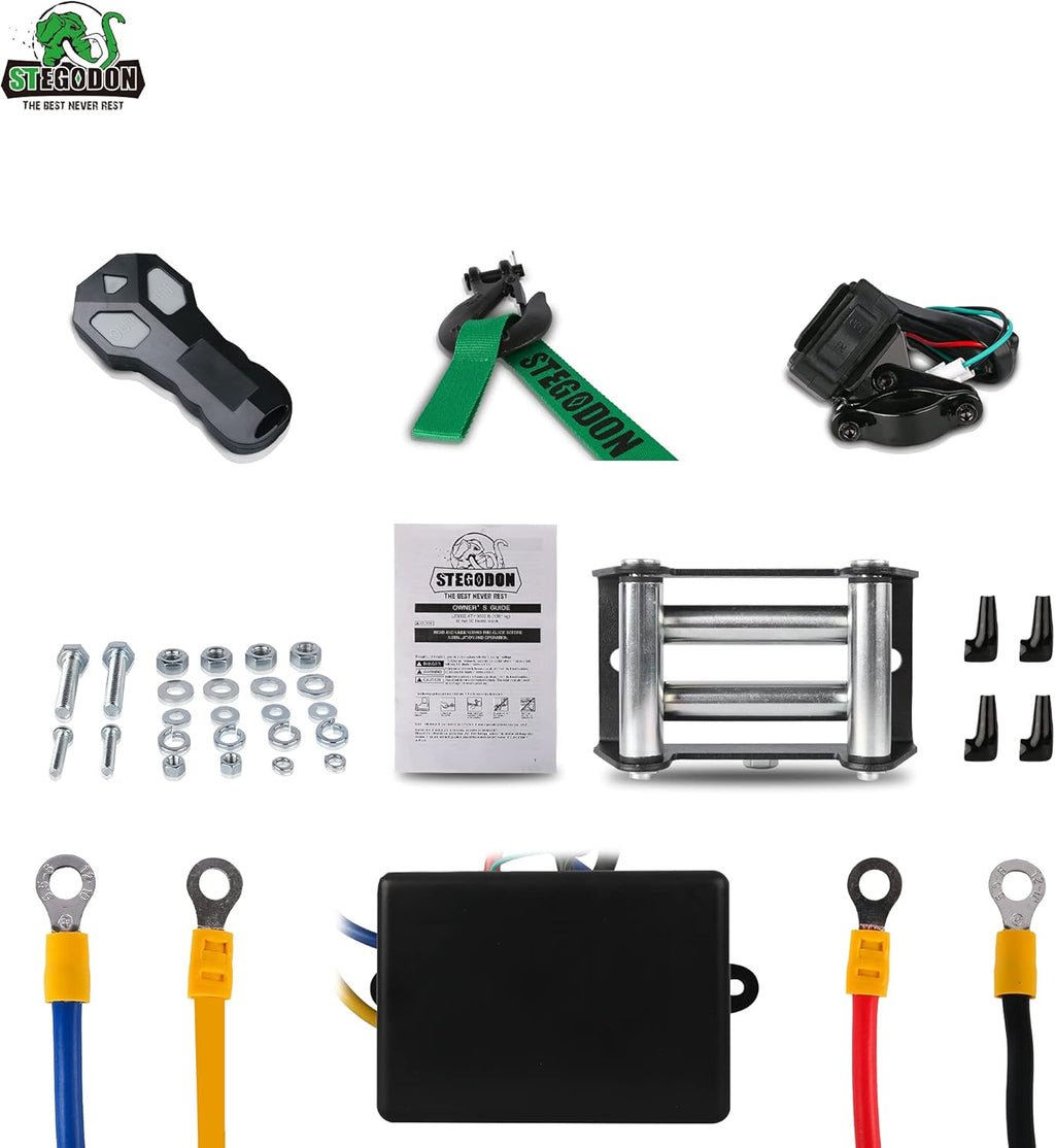 3500 lb. Load Capacity 12V Electric Winch with Wireless Remote, Waterproof IP67, Matte Black, Pack of 2 P889430