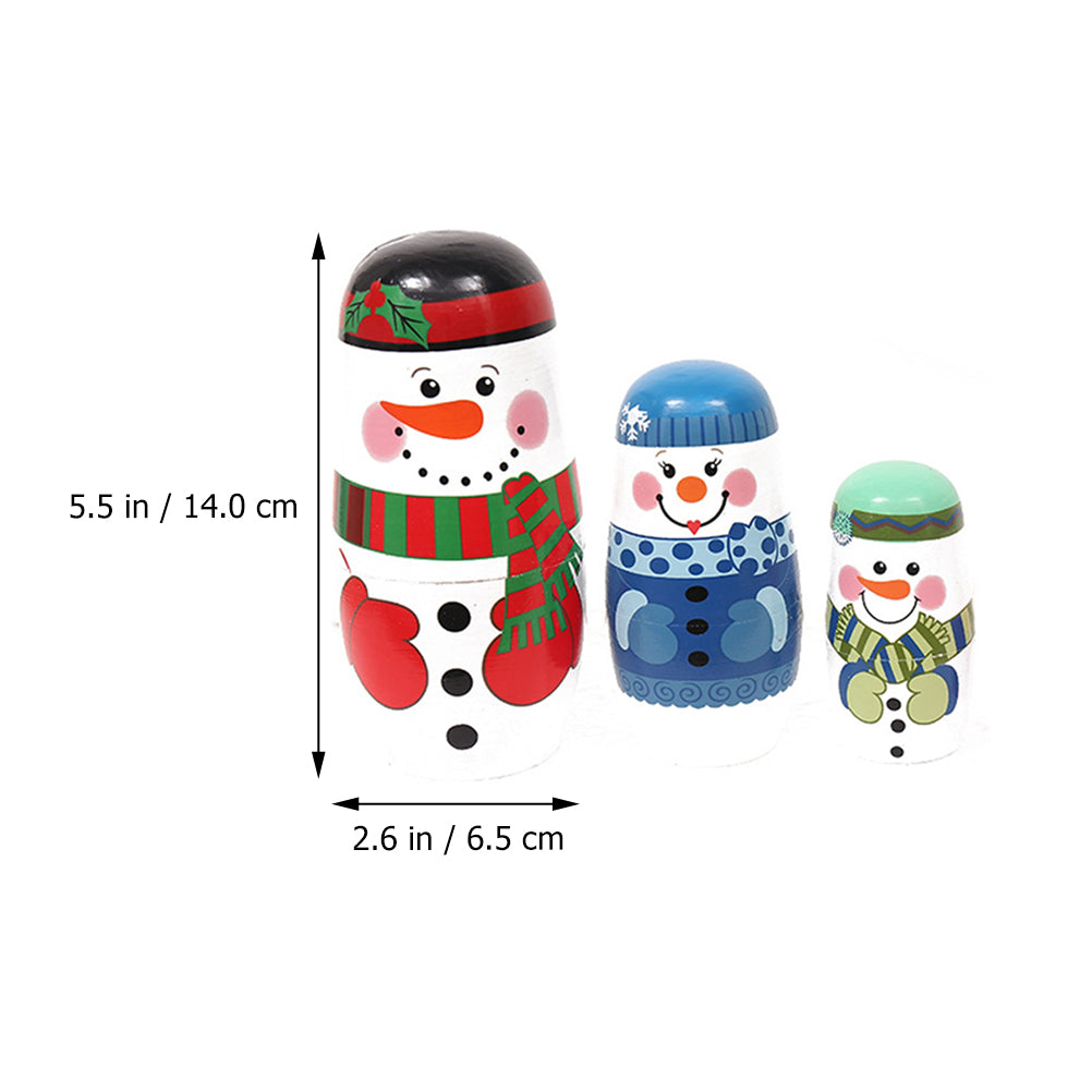 5 Layer Snowman Matryoshka Wood Nesting Doll R960980