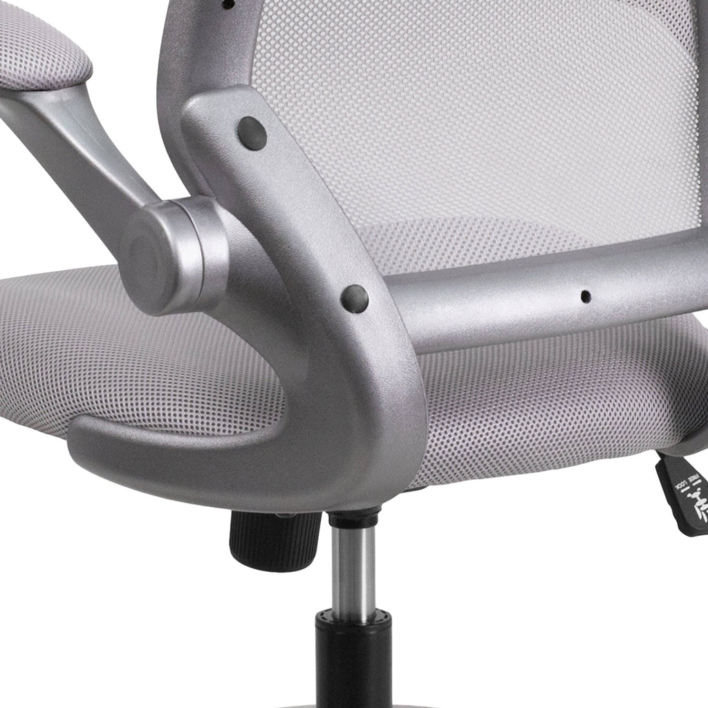 Gray Mesh Swivel Ergonomic Task Office Chair with Flip-Up Arms M397