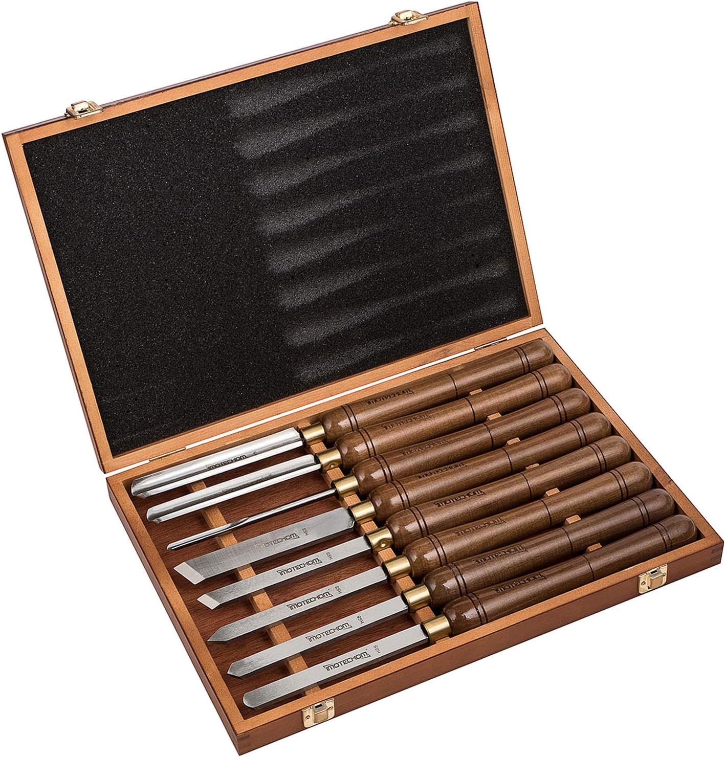 8-Pieces HSS Wood Turning Tools Lathe Chisel Set with Walnut Handle R780