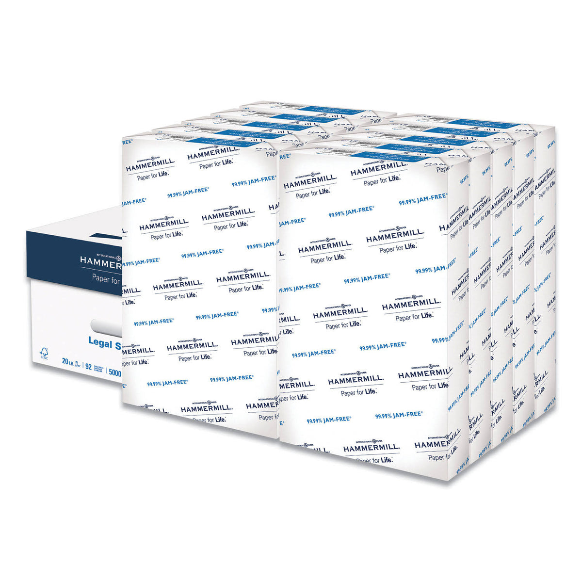 92 Bright 20lb 8.5 x 14 White 500 Sheets/Ream 10 Reams/Carton Print Paper J74383