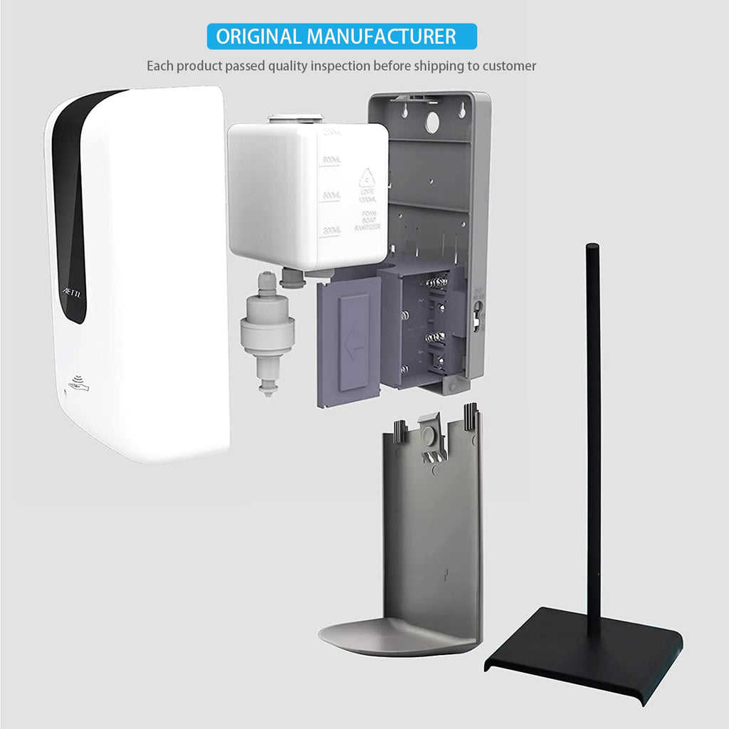 1200ml 3 in 1 Automatic Touchless Soap Dispenser Floor Stand with Drip Catcher and Adjustable Stand U17729
