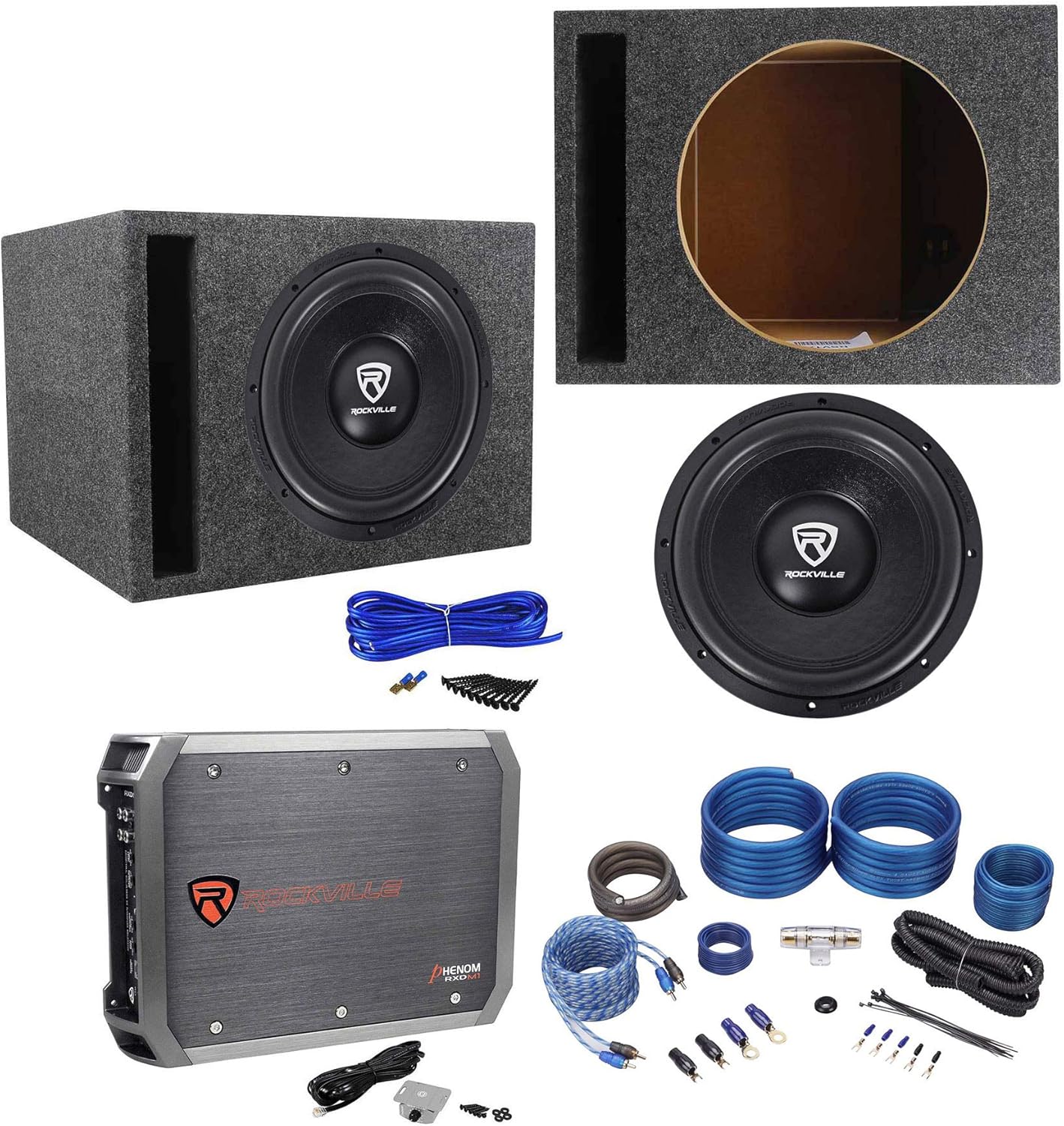 12" 2400w Subwoofer with Vented Sub Box, Mono Amplifier and Amp Kit Z17843