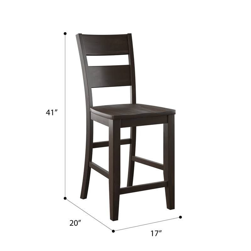 Solid Wood Bar Stool in Brown Set of Two Y87934