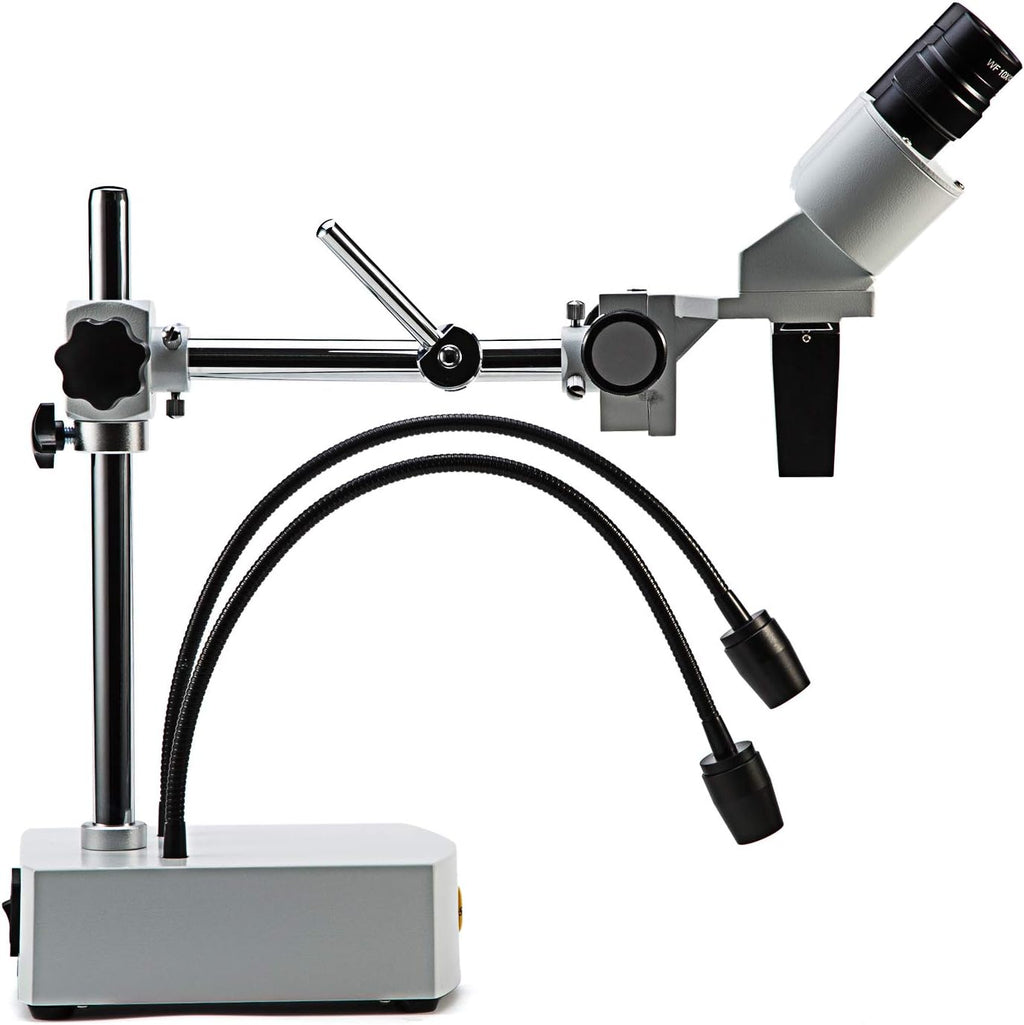 Professional Dissecting Binocular Stereo Microscope, WF10x WF20x Eyepieces, 10X 20X Magnification, 1X Objective, LED Lighting, Boom-Arm Stand K453948