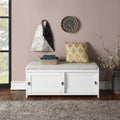 White Wood Entryway Storage Bench with 2 Cabinets V43796