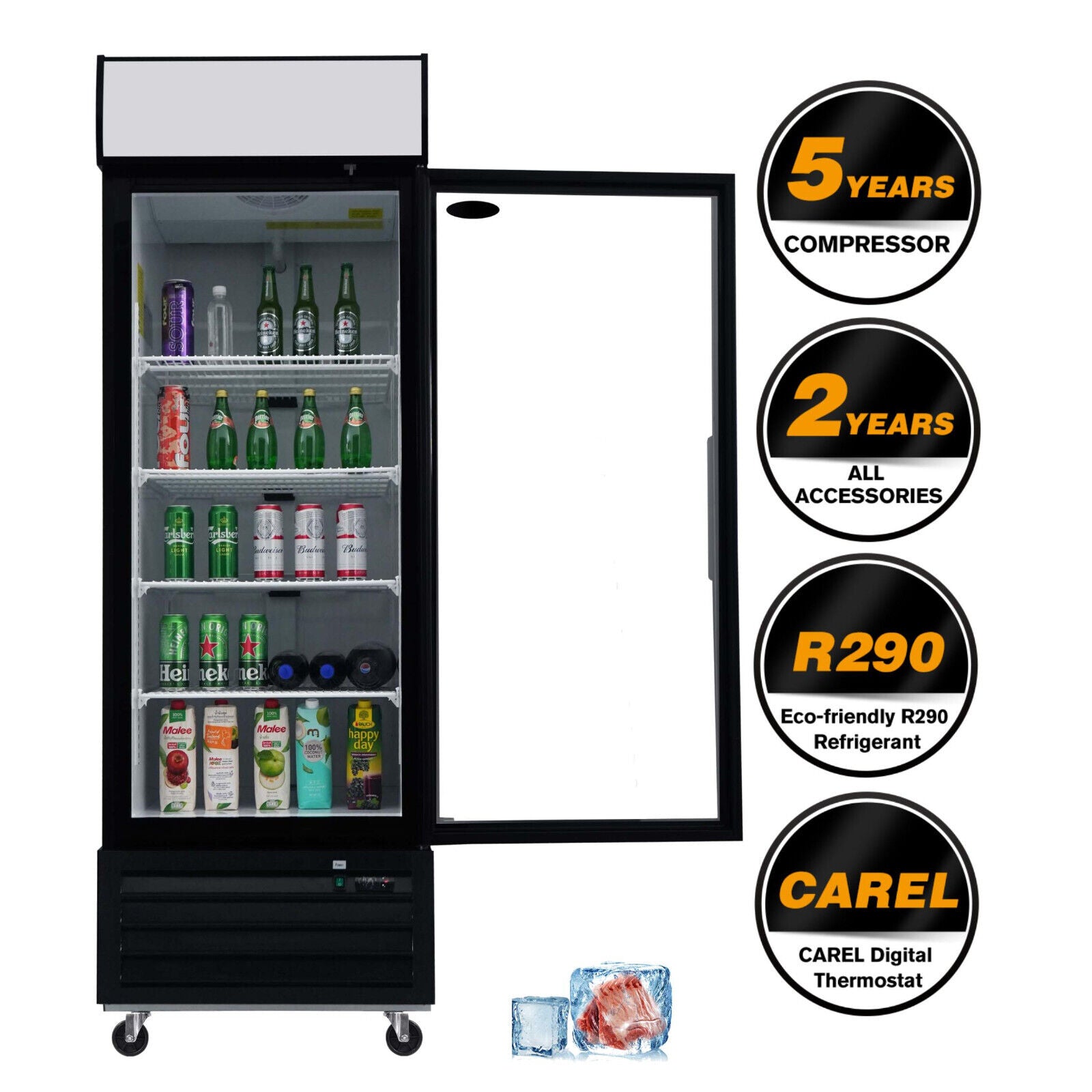 Commercial Reach-In Display Freezer Glass Door LED Top 19.3 Cu.ft E720