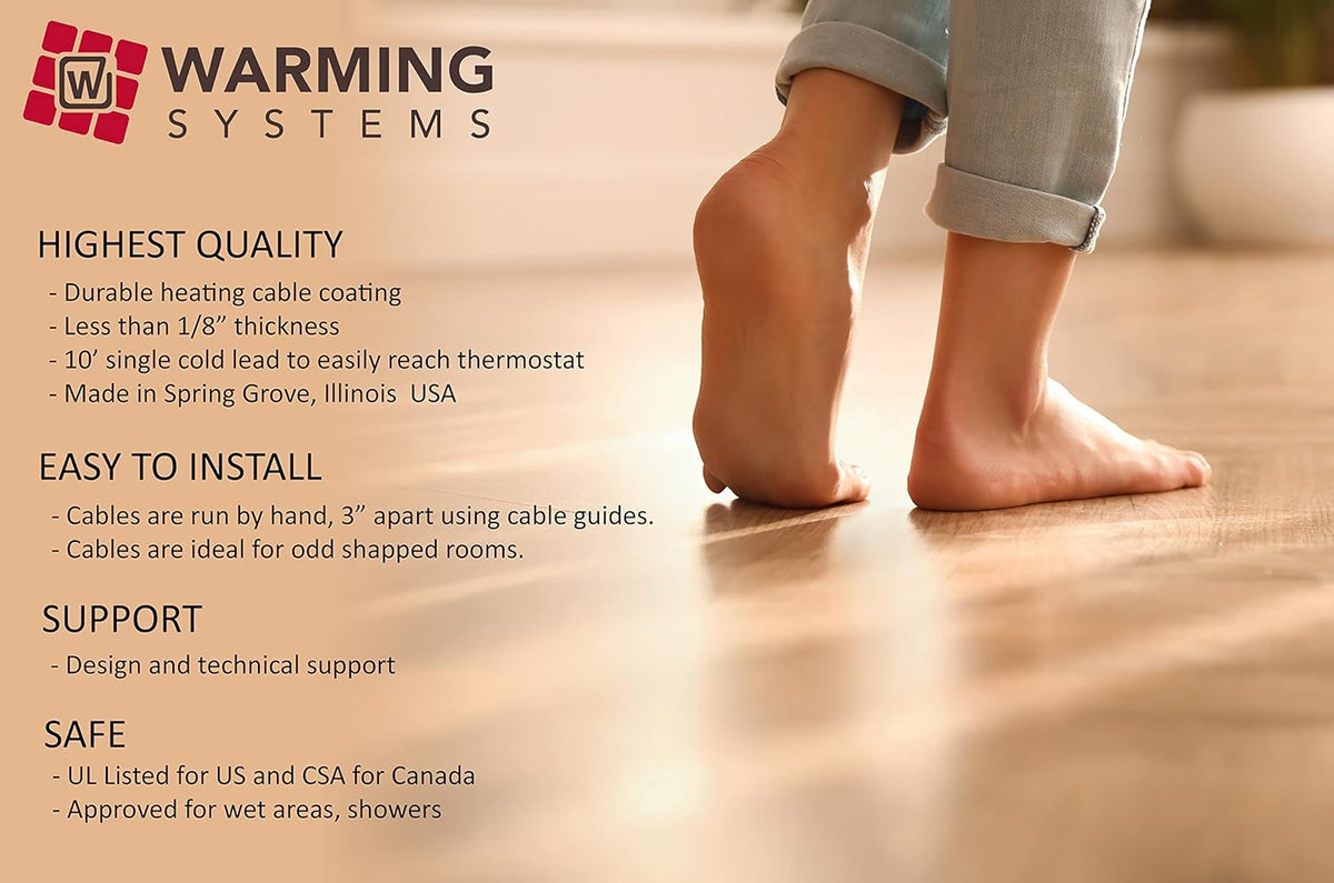 55 Sqft Electric Radiant Floor Heating Cable with Programmable Thermostat O3436