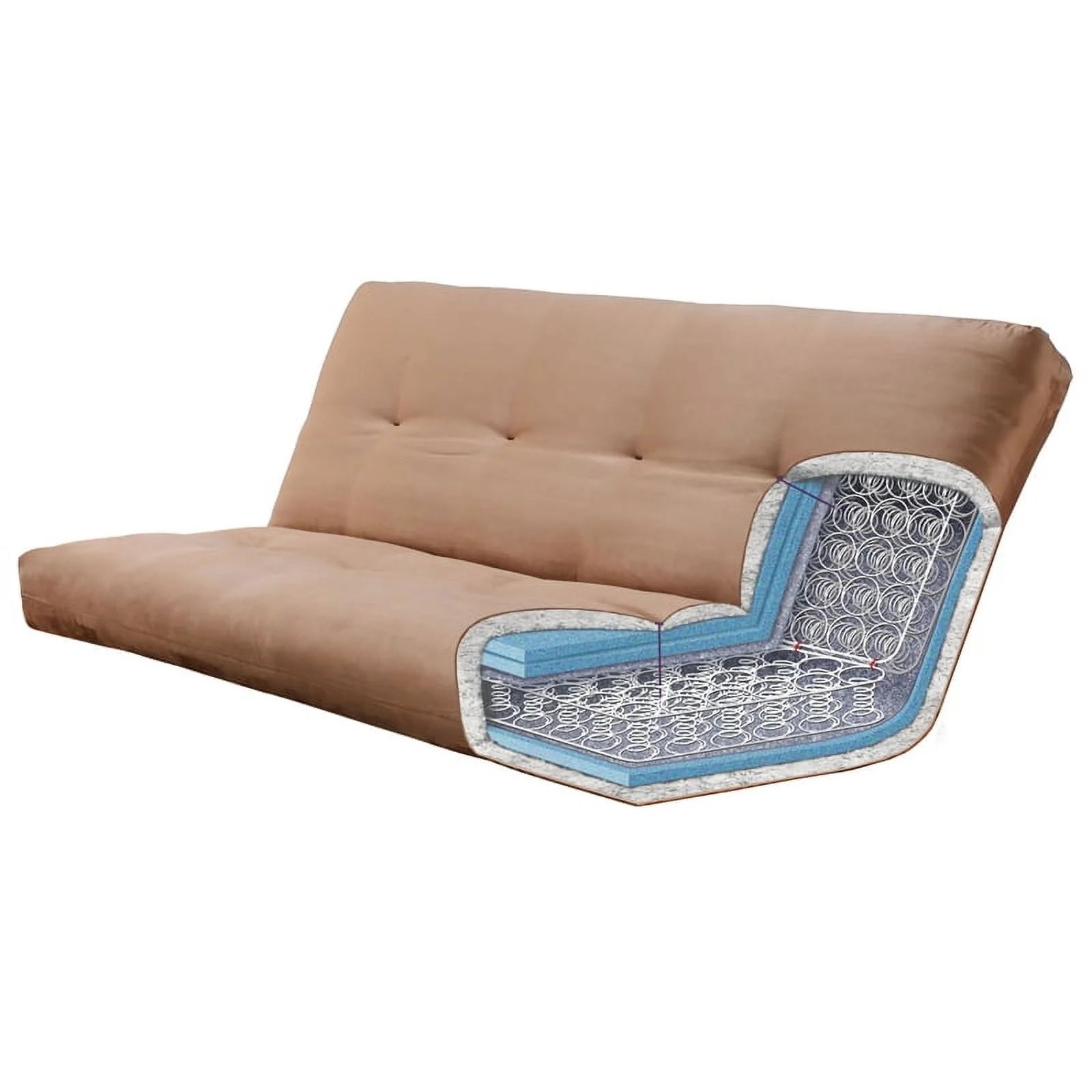 Coil Hinged Full-size Futon Mattress in Seaport Blue Z22099