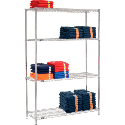 Chrome Wire Shelving Starter 48x22W x 18x22D x 86x22H V899104