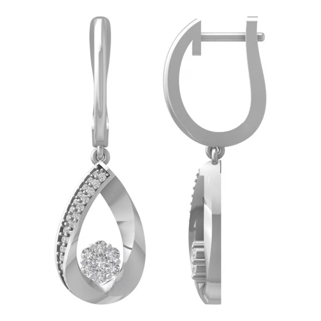 10K White Gold Lab Grown Diamond Drop and Dangle Earrings J565