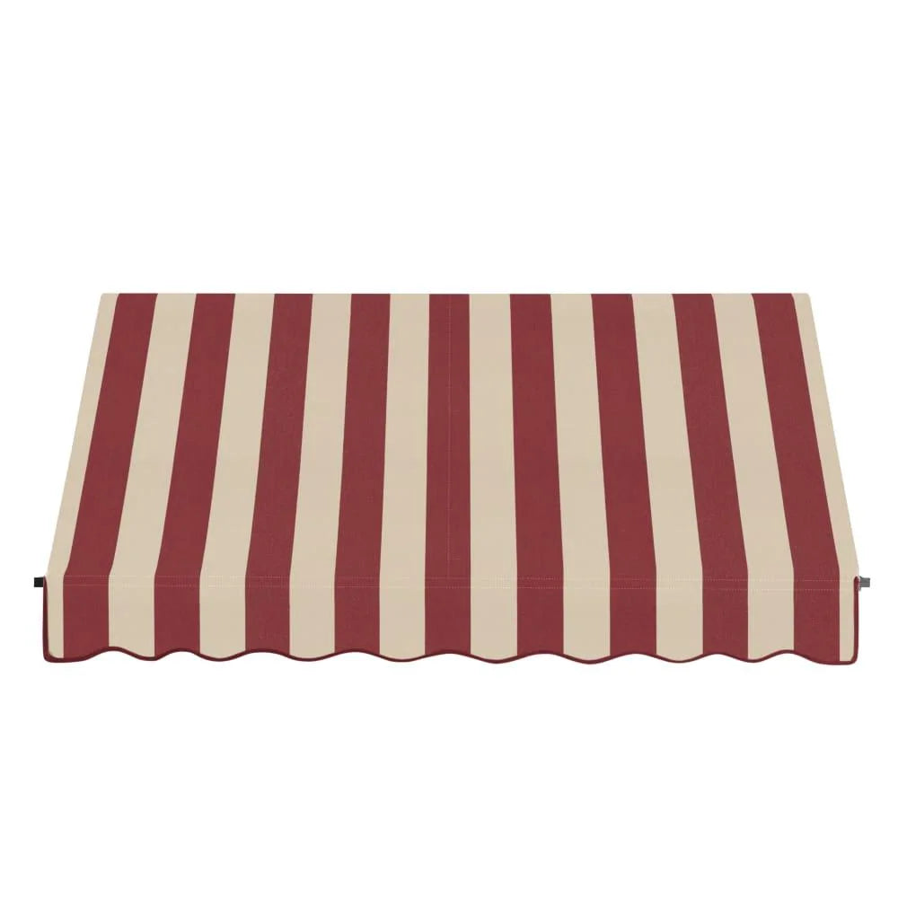 10.375 ft Acrylic Fabric Fixed Awning, Burgundy/Tan Stripe N97832