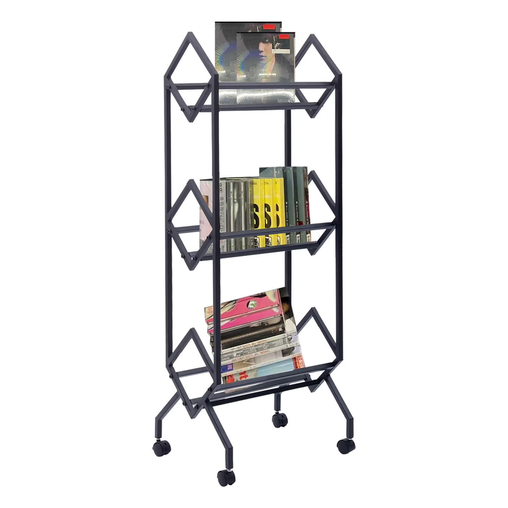 3-Tier Vinyl Record Storage Rack Mobile CD & Record Holder Shelf R307
