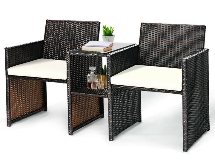 Rattan Loveseat Patio Conversational Set D834