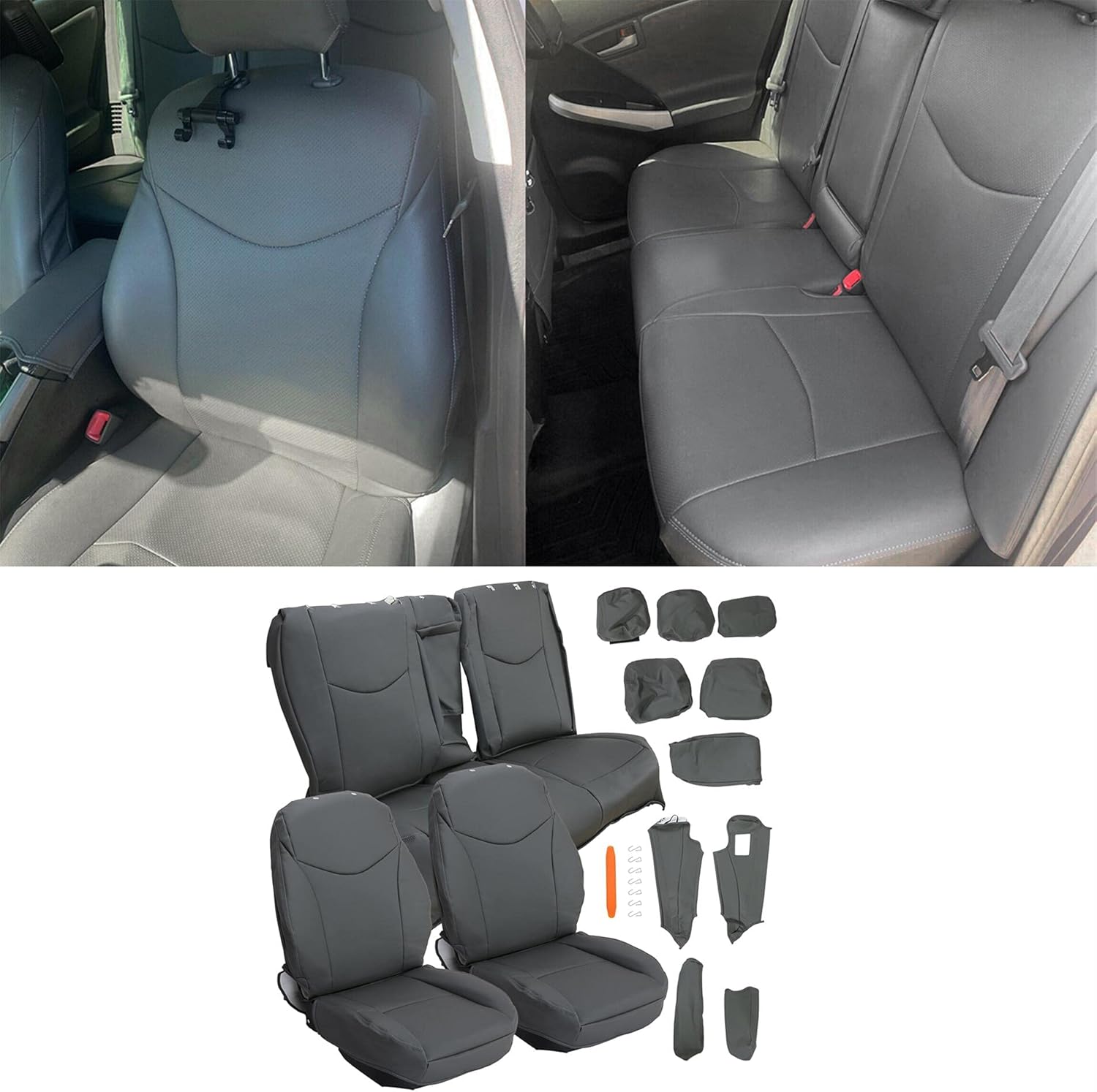 Black Synthetic Leather Seat Covers for Toyota Prius X56314