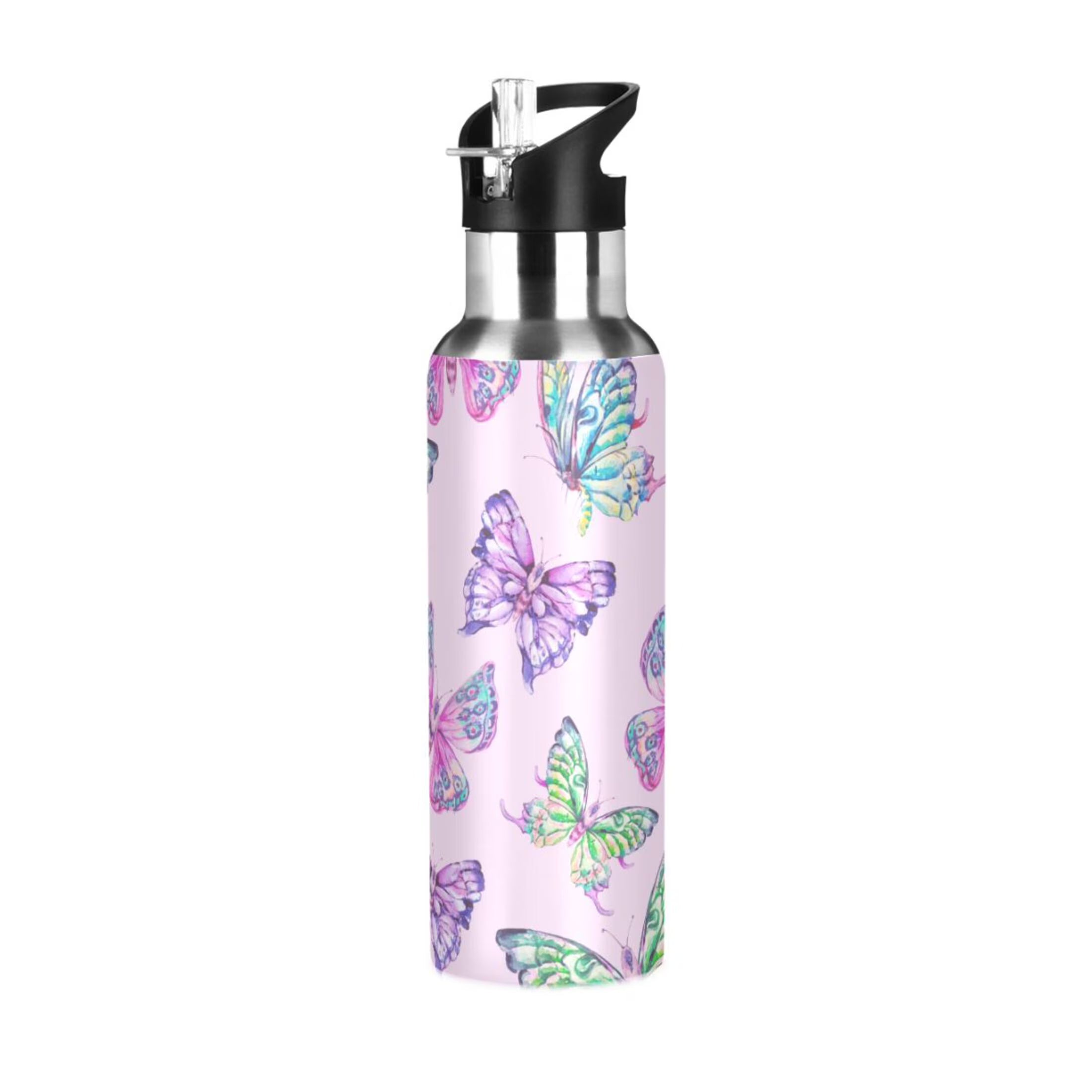 Pink Stainless Steel Insulated Water Bottle with Straw Lid L819418
