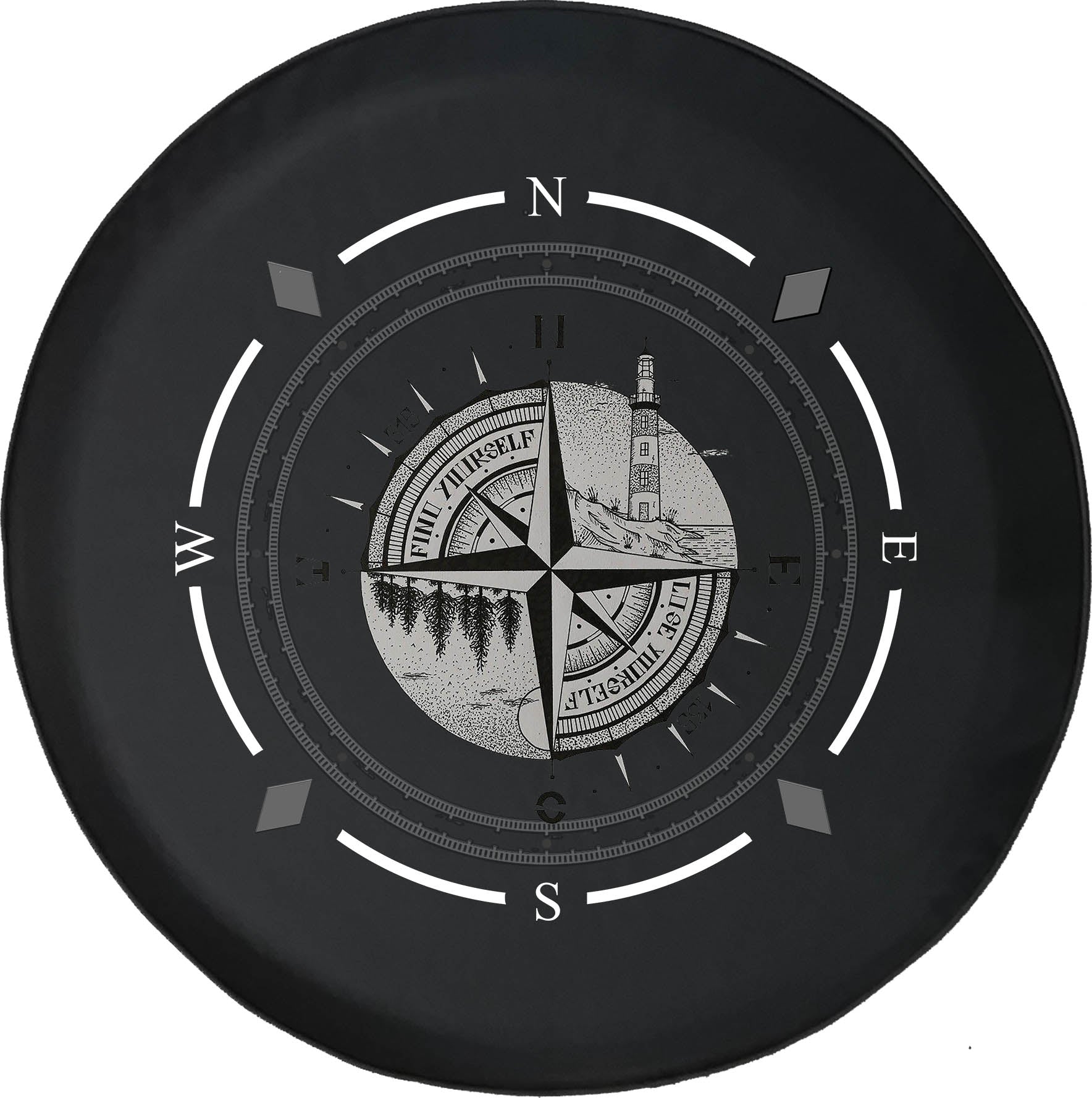 Spare Tire Cover Compass Sun Moon Compass Lighthouse Woods Wheel Covers Y178