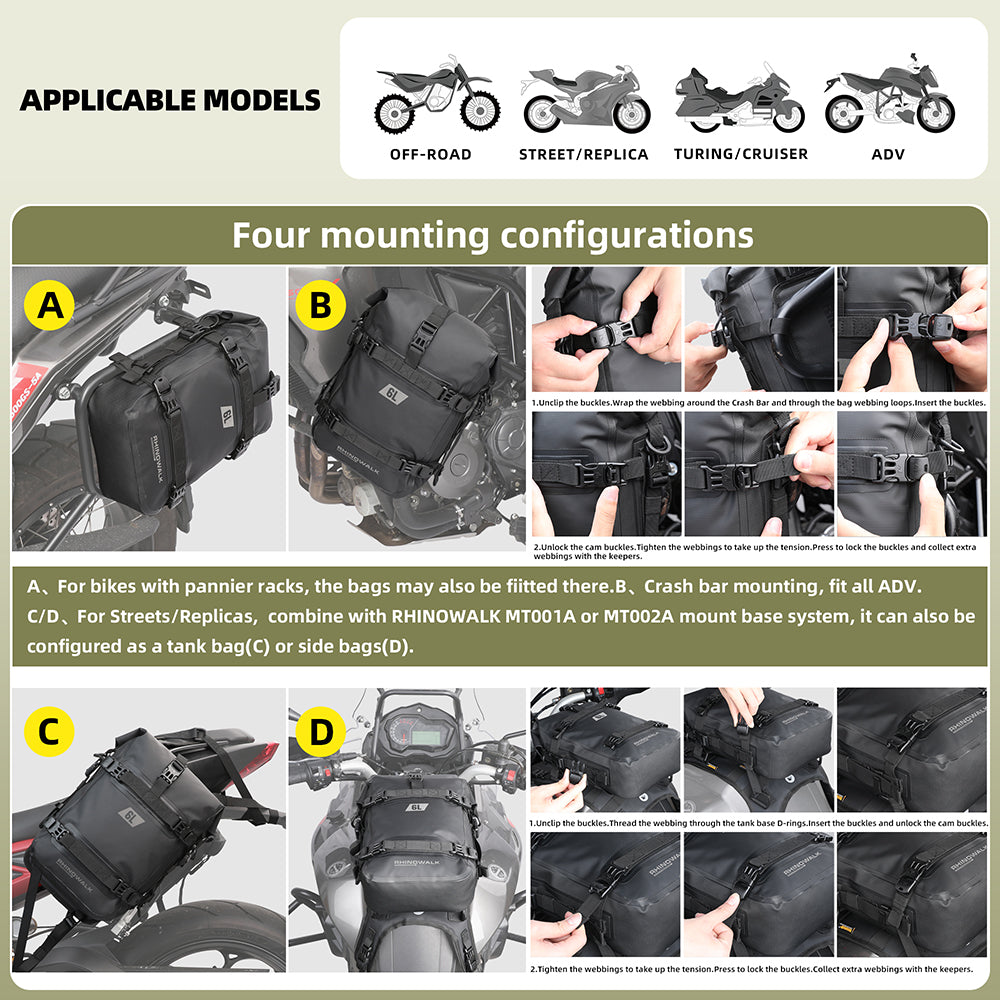 Waterproof 6L Motorcycle Crash Bar Bag U478363