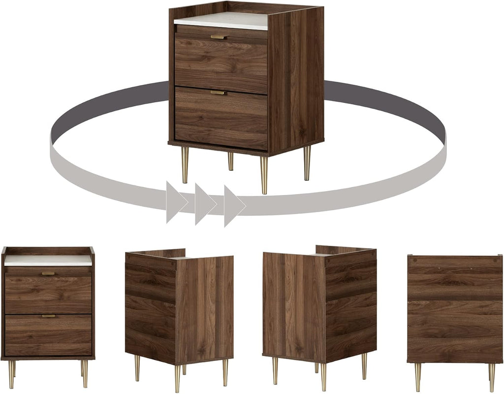 Natural Walnut and Carrara Marble Table B68058