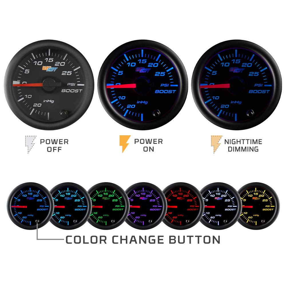 Black 7 Color 260 F Transmission Temperature Gauge Kit 2-1/16 52mm Y559404