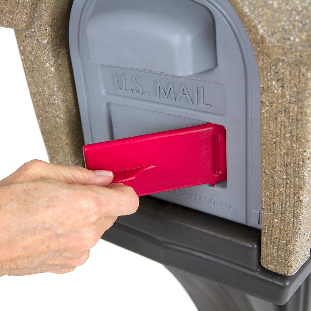 Sandstone Plastic Cabin Mailbox with Post Mount Combo Kit X703382