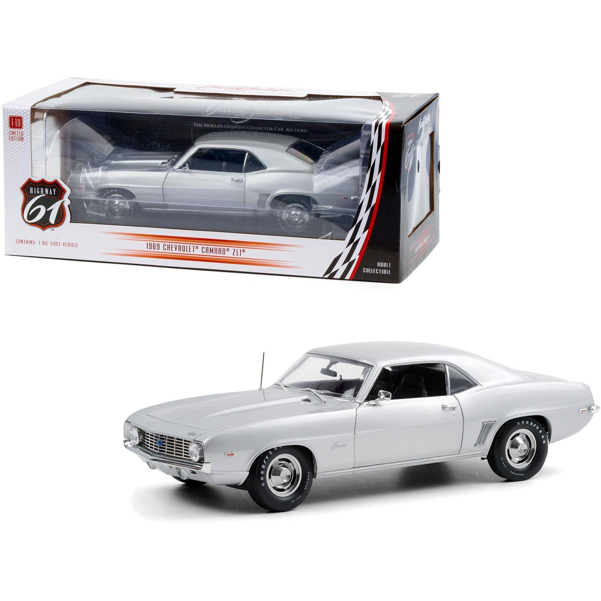1969 Chevrolet Camaro ZL1 Coupe Silver 1/18 Diecast Model Car H14099