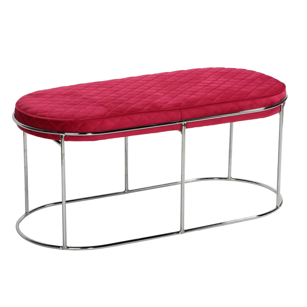 Pink Velvet Bench Ottoman R2435