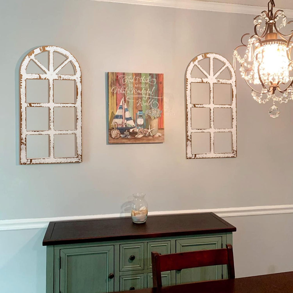 2-Pack Distressed Arched Cathedral Window Frame Wall Decor W117