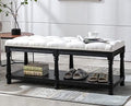 Beige Fabric Upholstered Bench with Ring Pull Q1380