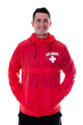 Red Water Resistant Windbreaker Jacket with Hood (L) C453