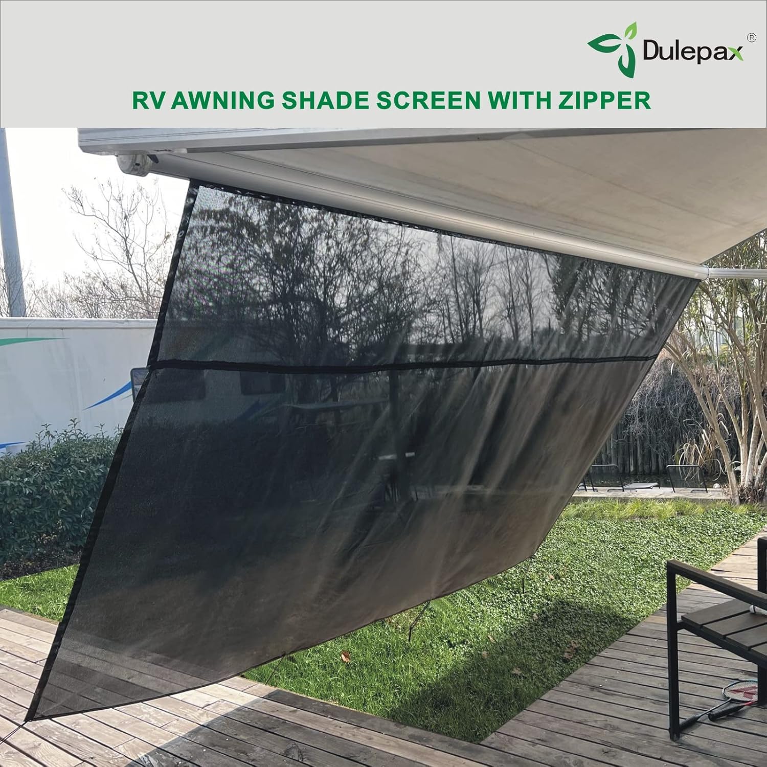 RV Awning Shade Screen with Zipper 8'X12'3'' Universal Sun Shade Screen with Complete Kits G28658