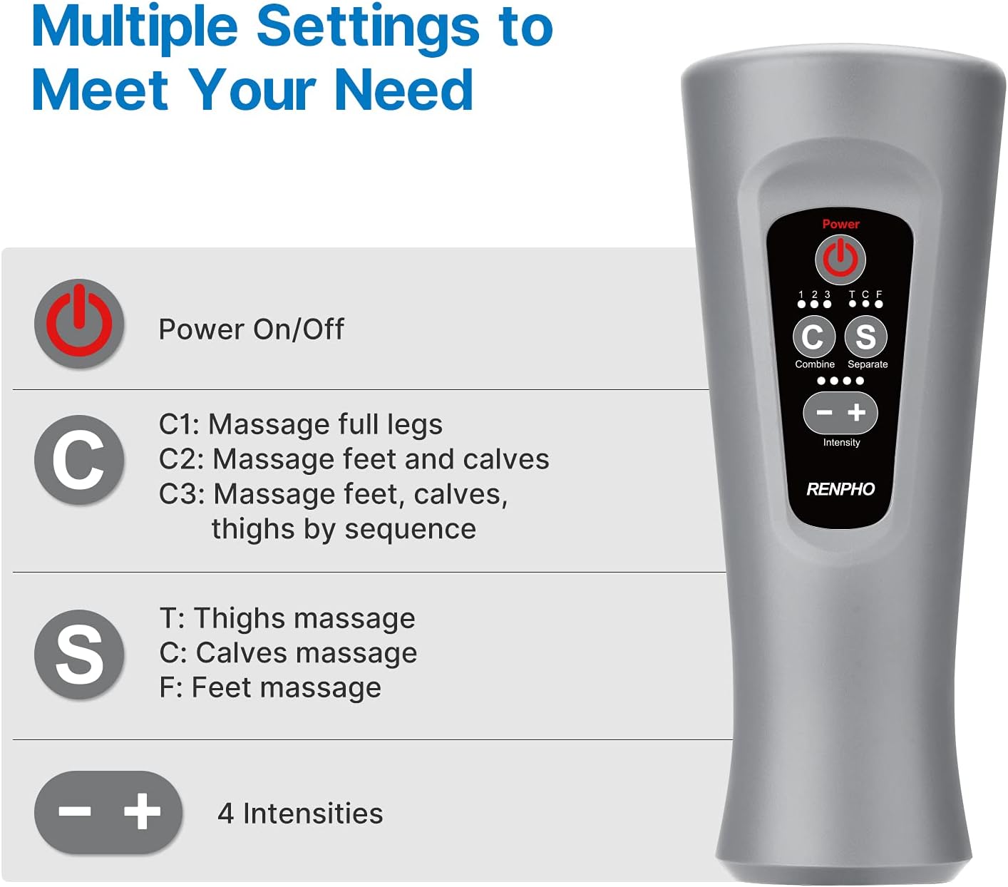 Leg Massager with Compression, 6 Modes 4 Intensities, Adjustable Leg Wrap C561945